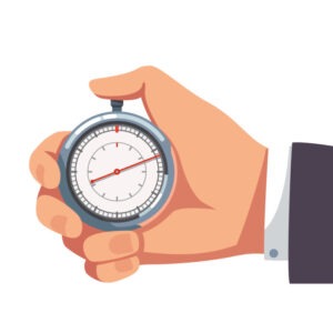 businessman holding thumb finger on stopwatch